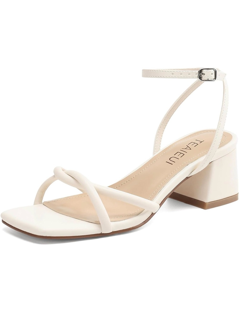TeaieuiWomen's Cream Strappy Block Heel Sandals size 7